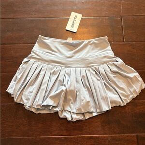 Gold Hinge Pleated Skirt in Light Blue